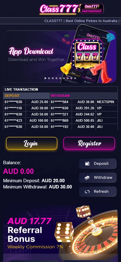 Class777 Casino games available in a mobile browser